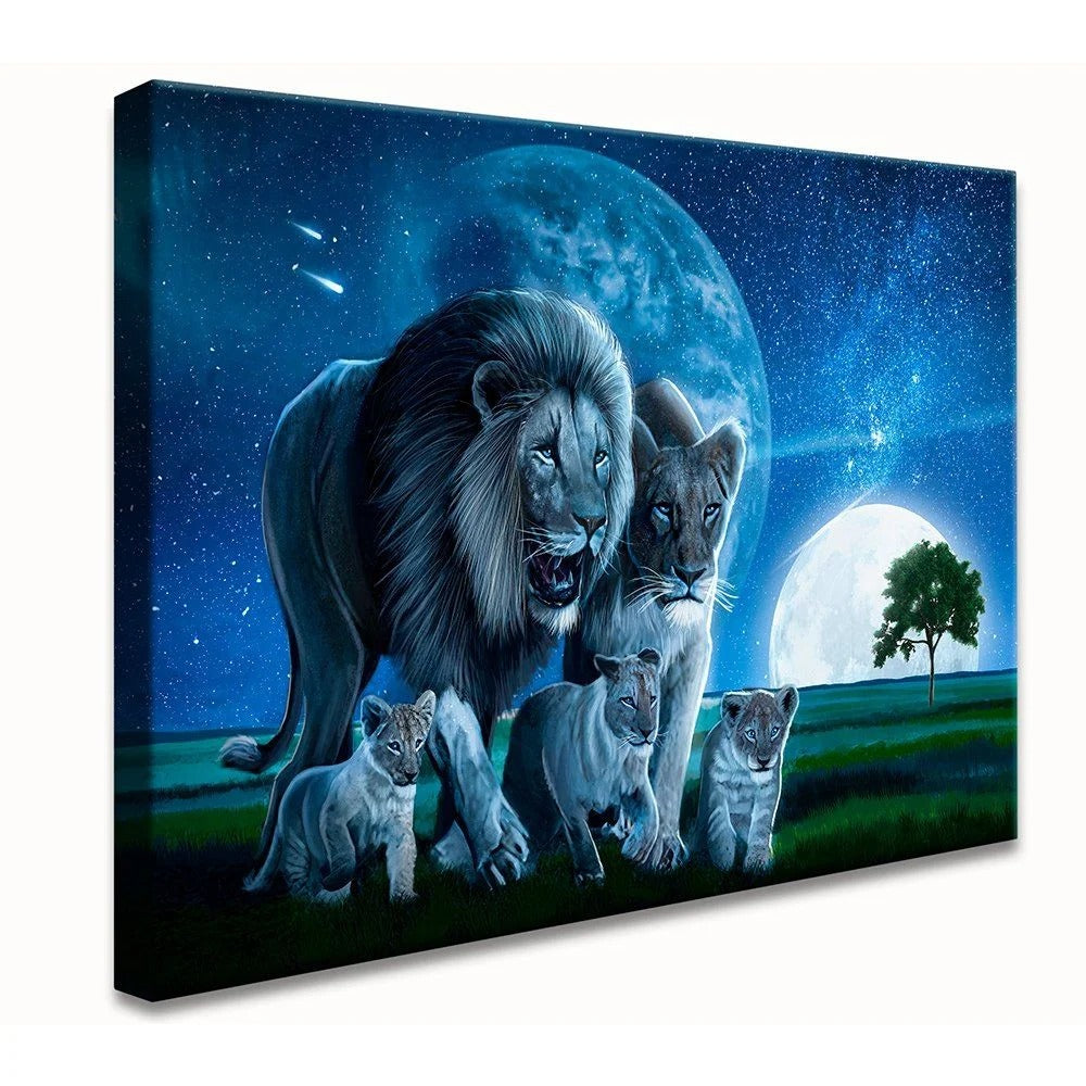 Savanna Lion Family Canvas