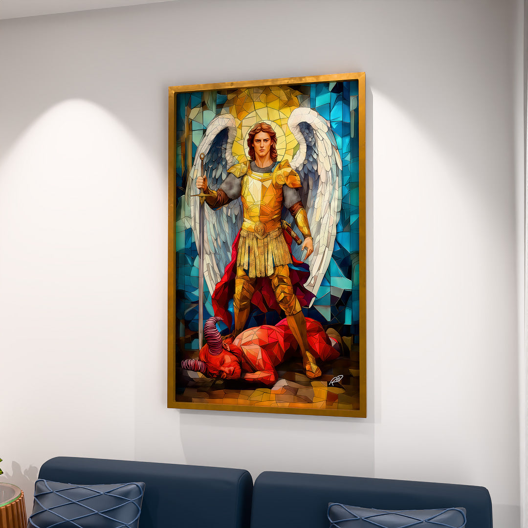 Decorative Canvas Archangel Michael Stained Glass V2173