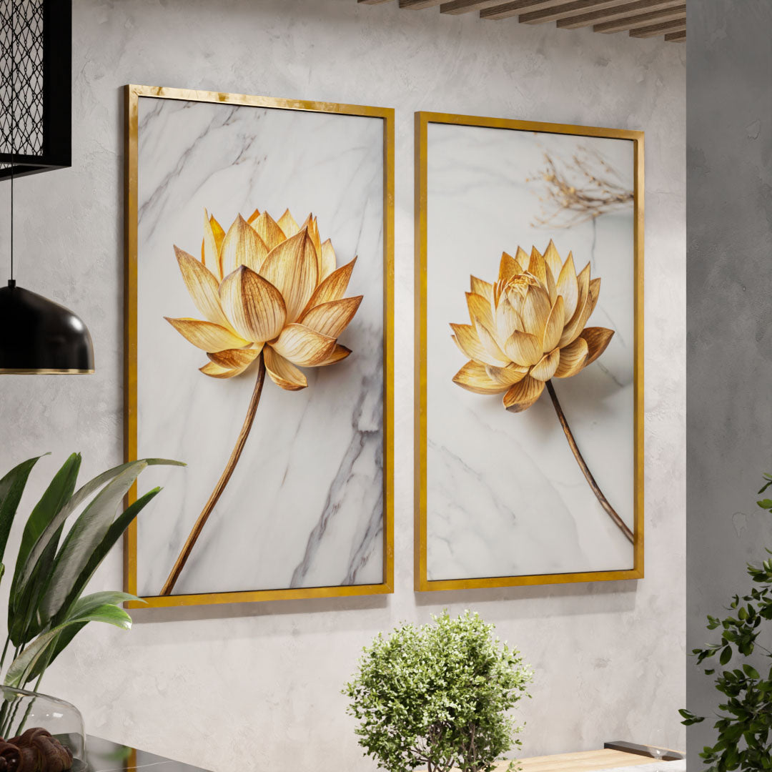 Floral Duo on Marble V2337 Canvas