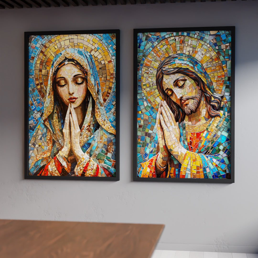 Mary and Jesus Stained Glass Duo V2292 Canvas