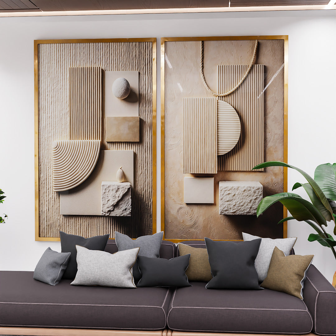 Abstract Wood Panel Duo V2336 Canvas