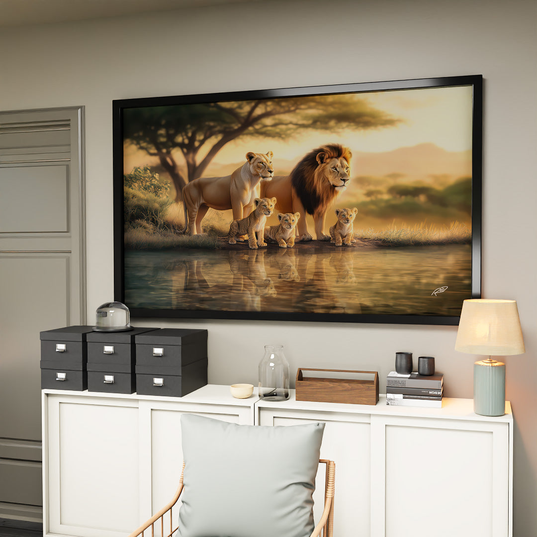 Lion Family with 3 Cubs V2248 Canvas