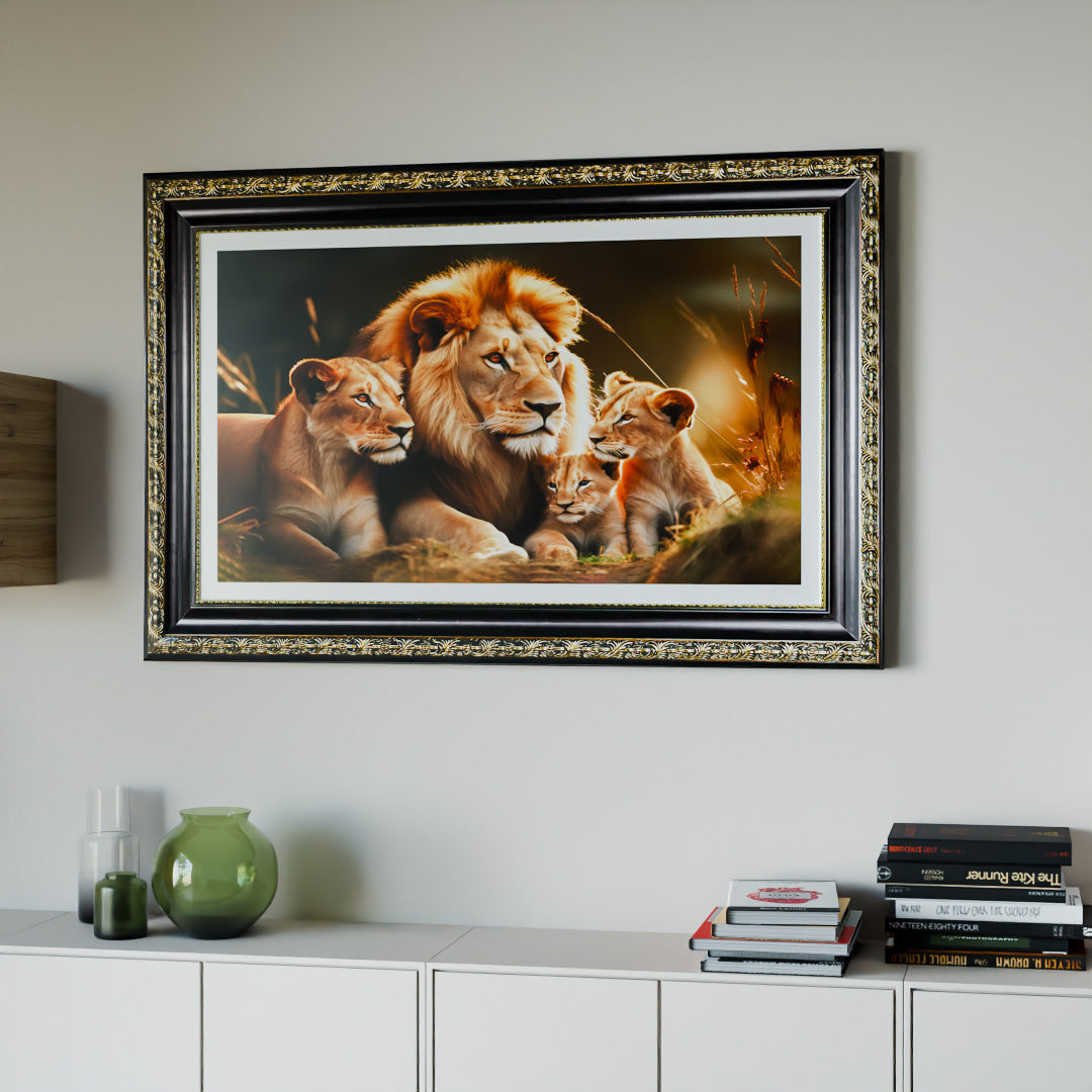 Lion Family with 2 Cubs Canvas