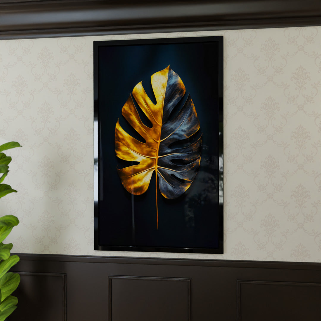 Black and Gold Floral V2270 Canvas