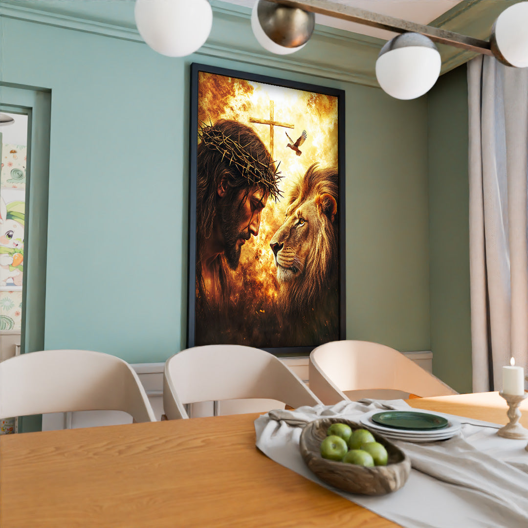 Jesus, the Cross, and the Lion V2235 Canvas
