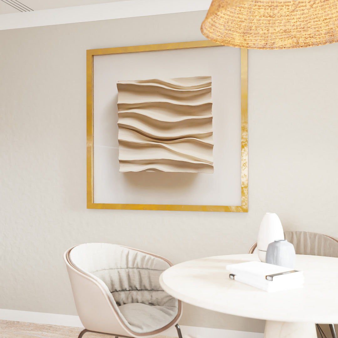 Cream Waves Panel V2237 Canvas