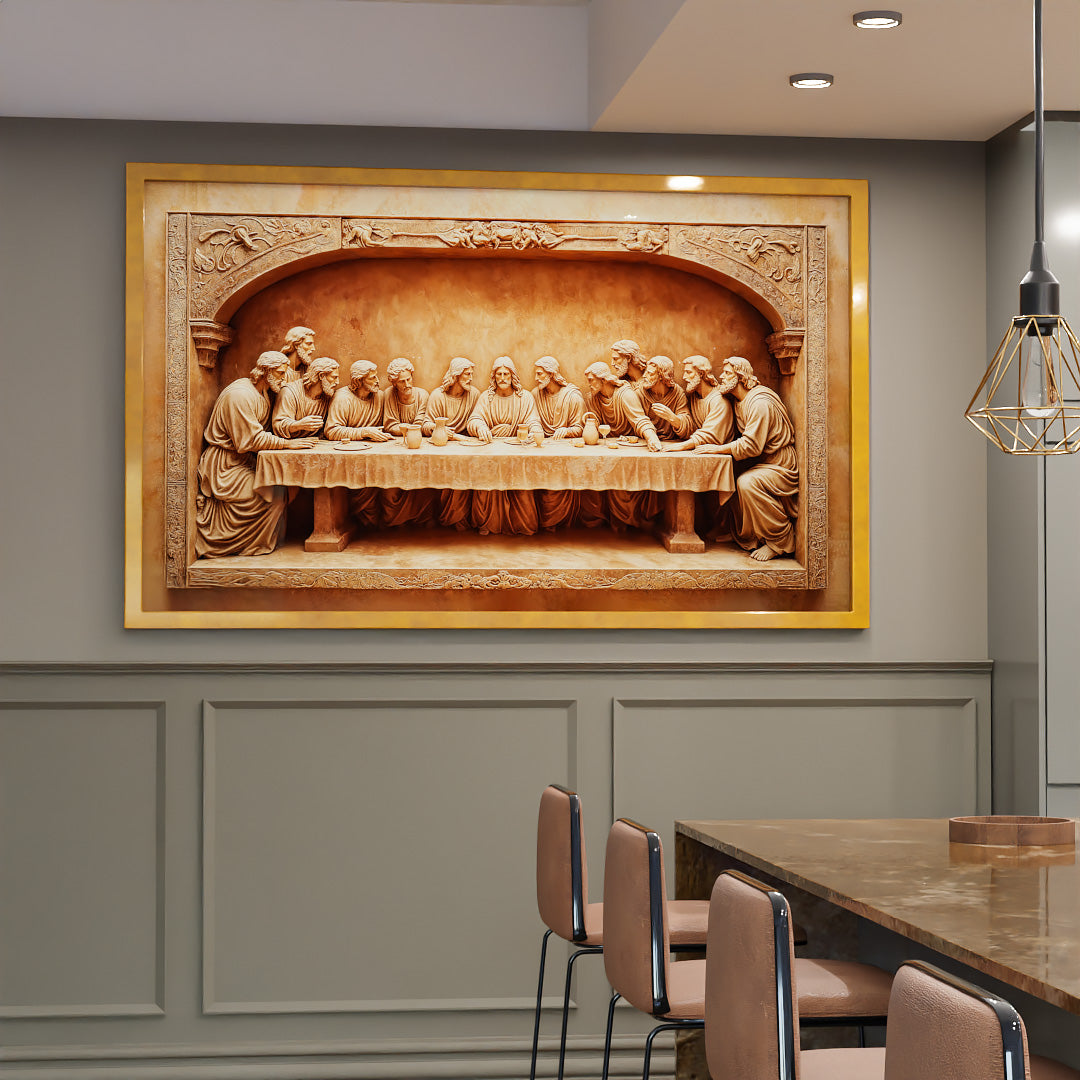 Last Supper Carved in Wood V2251 Canvas