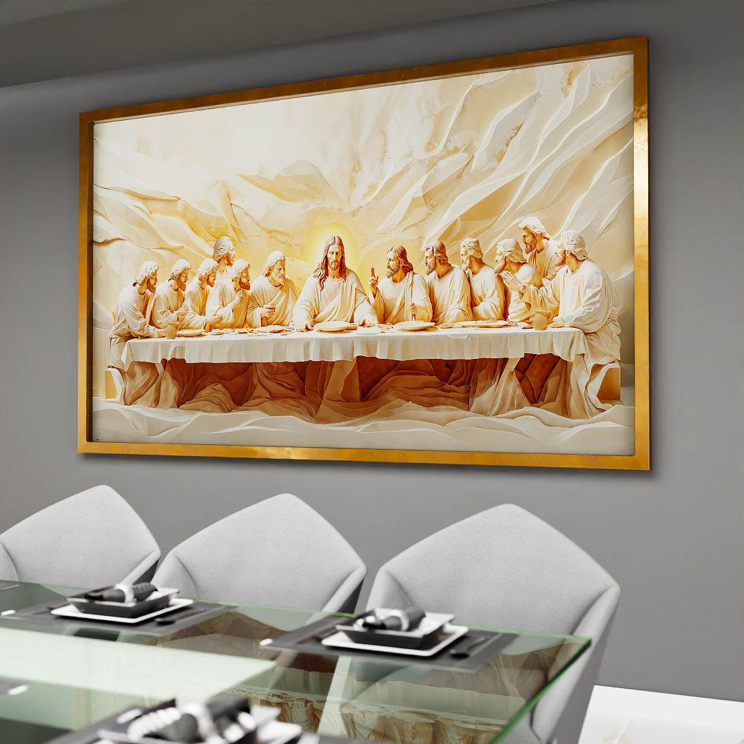 Last Supper Carved in White Marble V2252 Canvas
