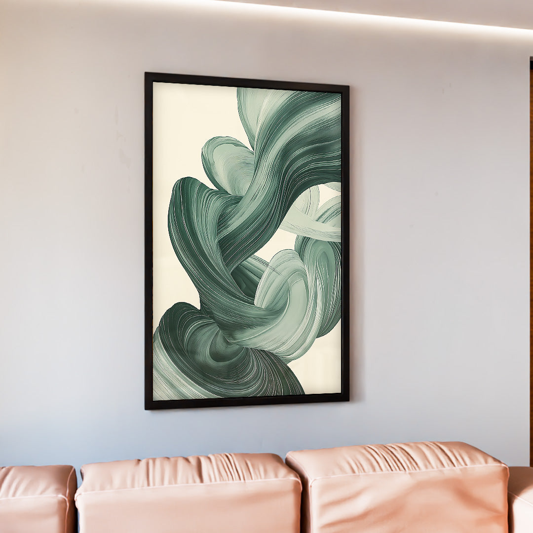 Abstract Green Tone Lines V2475 Canvas