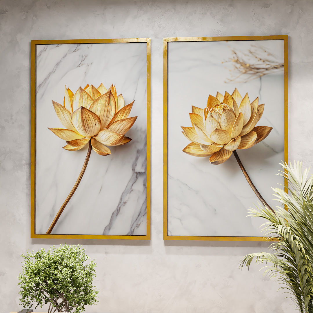 Floral Duo on Marble V2337 Canvas