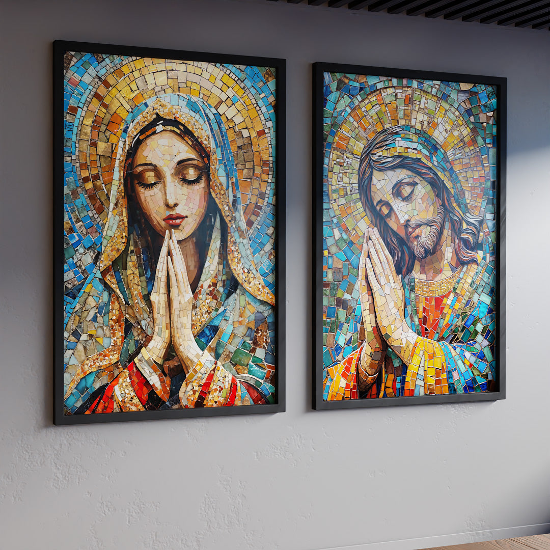 Mary and Jesus Stained Glass Duo V2292 Canvas