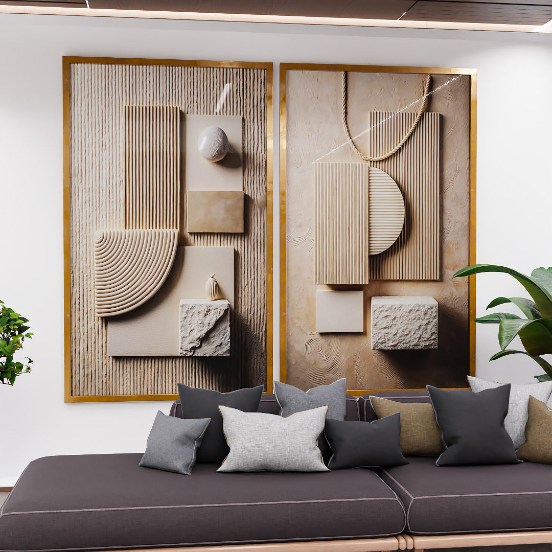 Abstract Wood Panel Duo V2336 Canvas