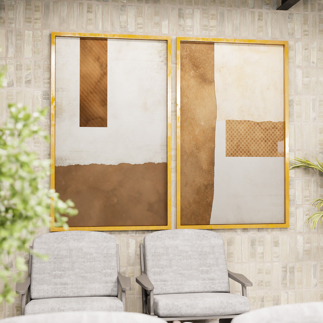 Rustic Abstract Panel Duo V2348 Canvas