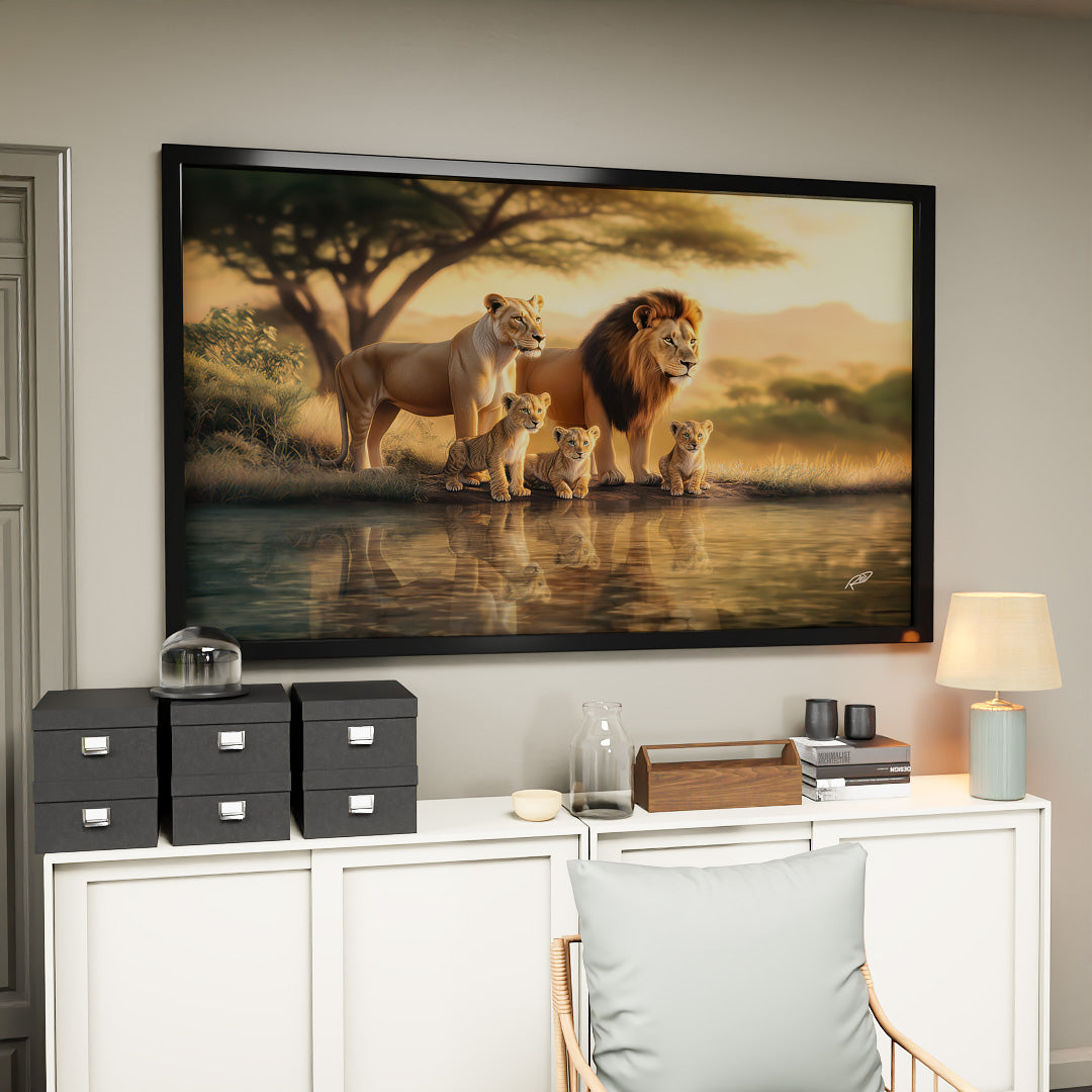 Lion Family with 3 Cubs V2248 Canvas