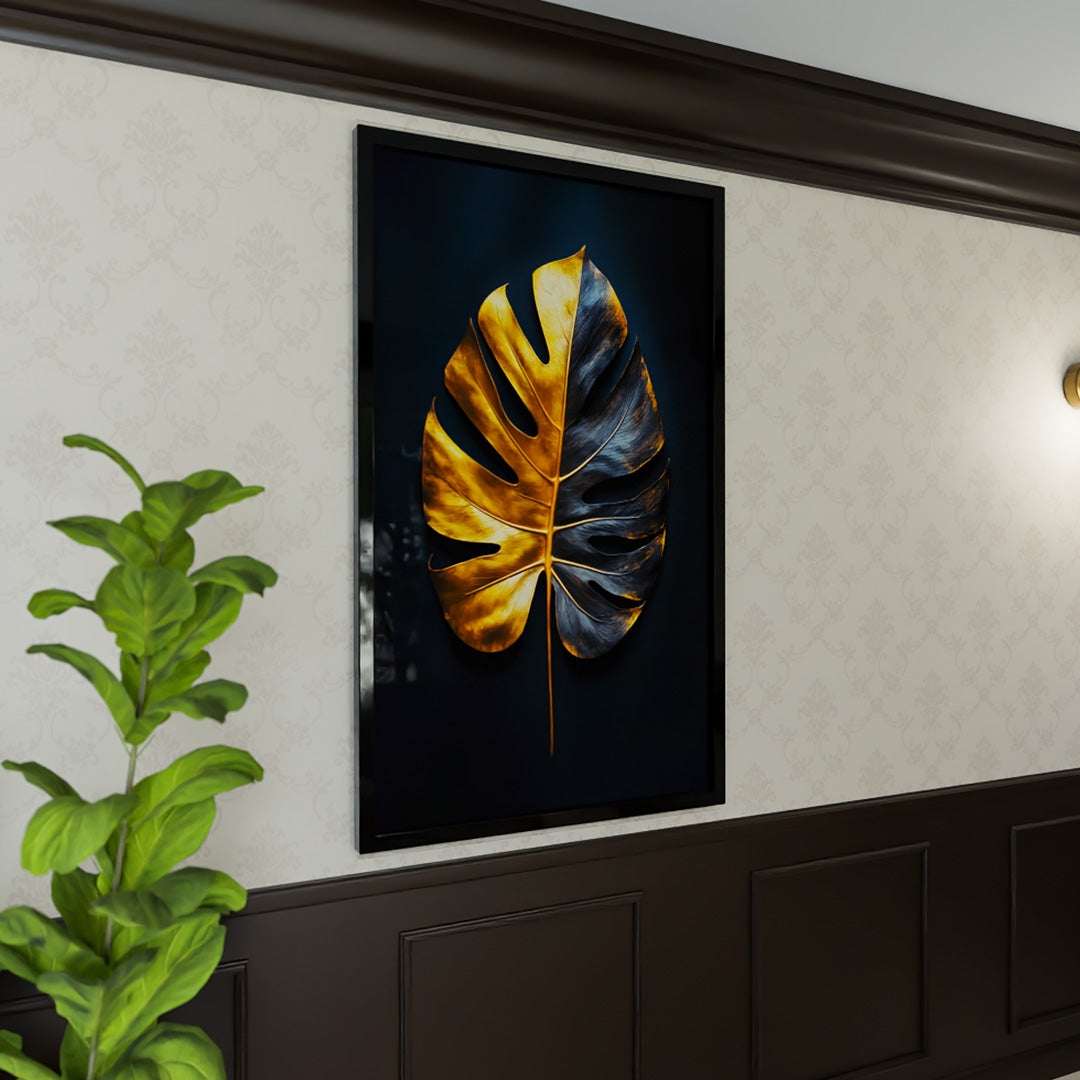 Black and Gold Floral V2270 Canvas