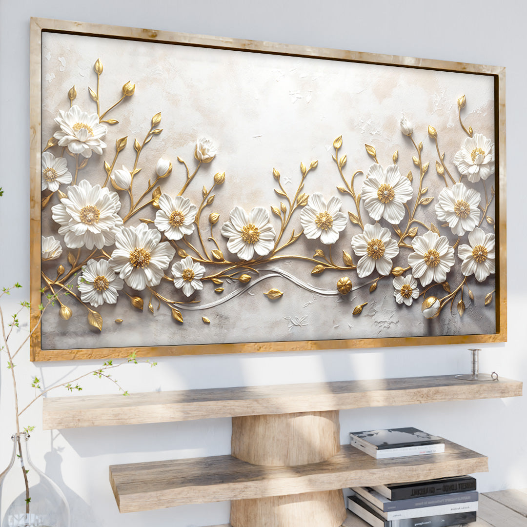 Plaster and Gold Floral V2459 Canvas