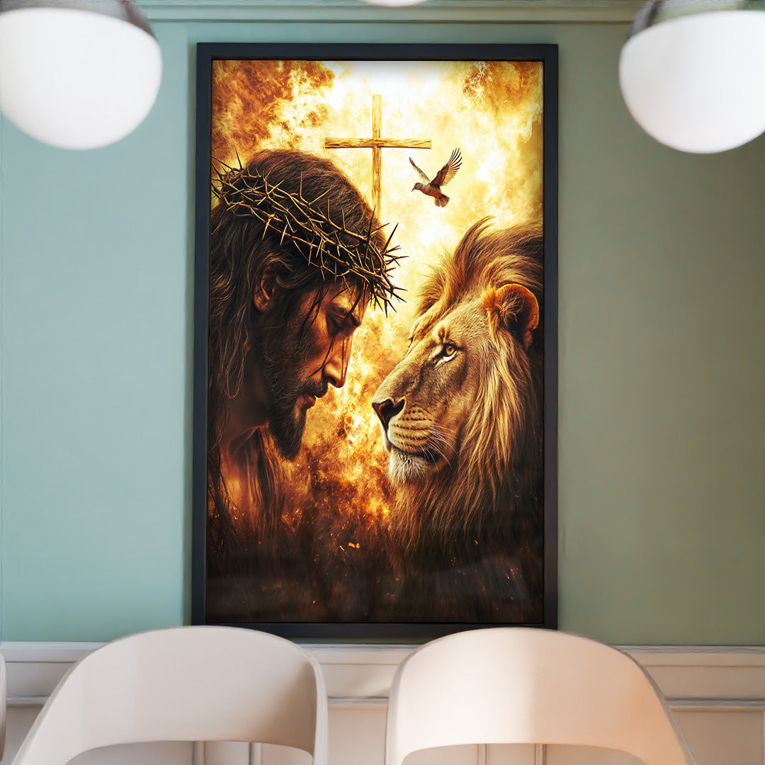 Jesus, the Cross, and the Lion V2235 Canvas