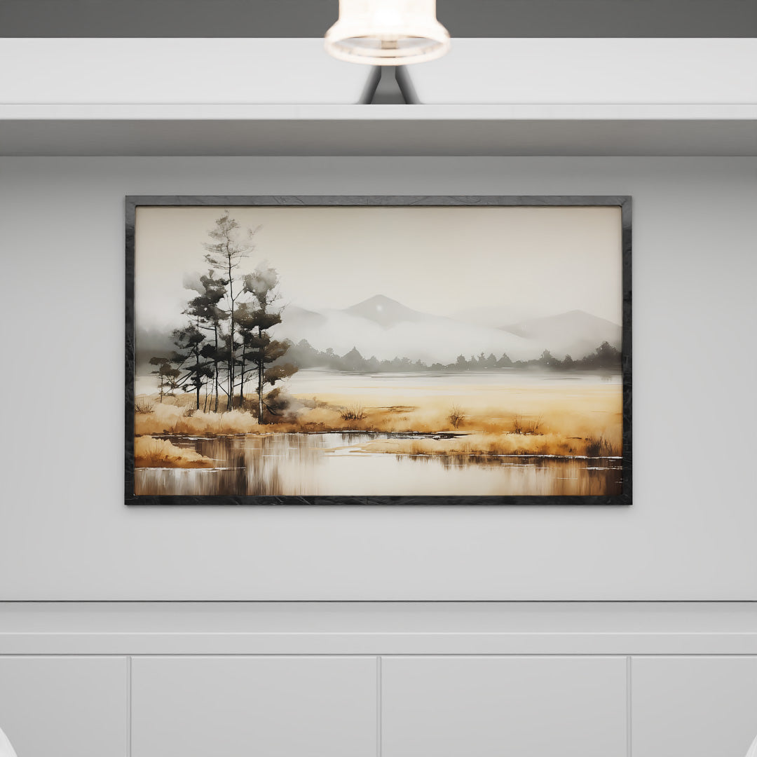 Painting of Lake in Autumn V2486 Canvas