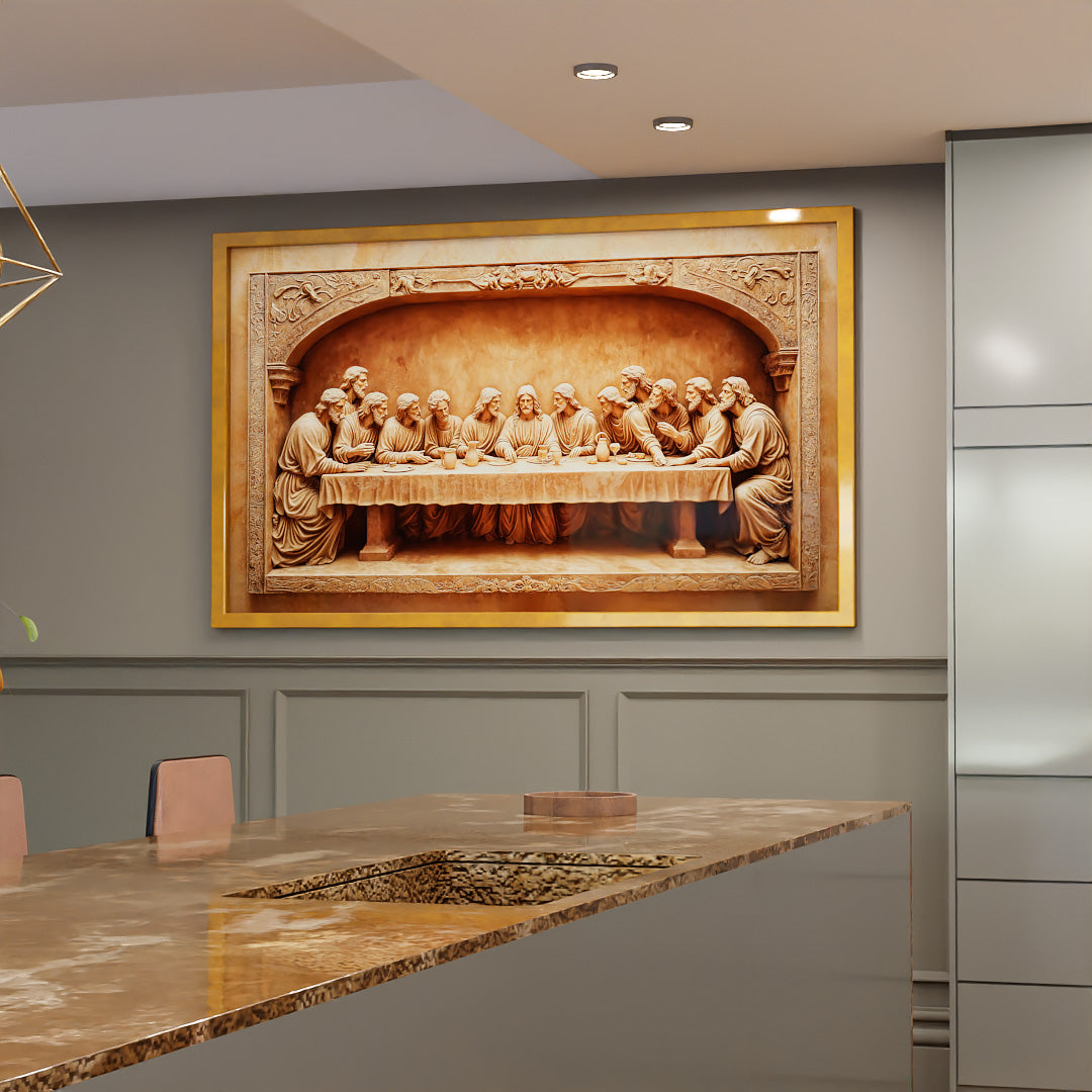 Last Supper Carved in Wood V2251 Canvas