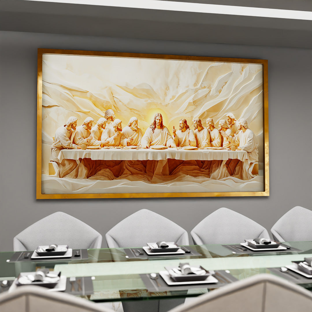 Last Supper Carved in White Marble V2252 Canvas