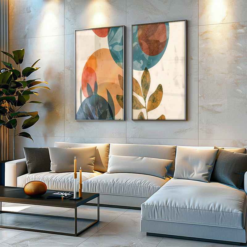 2 Pieces Abstract Botanical Canvas V1384