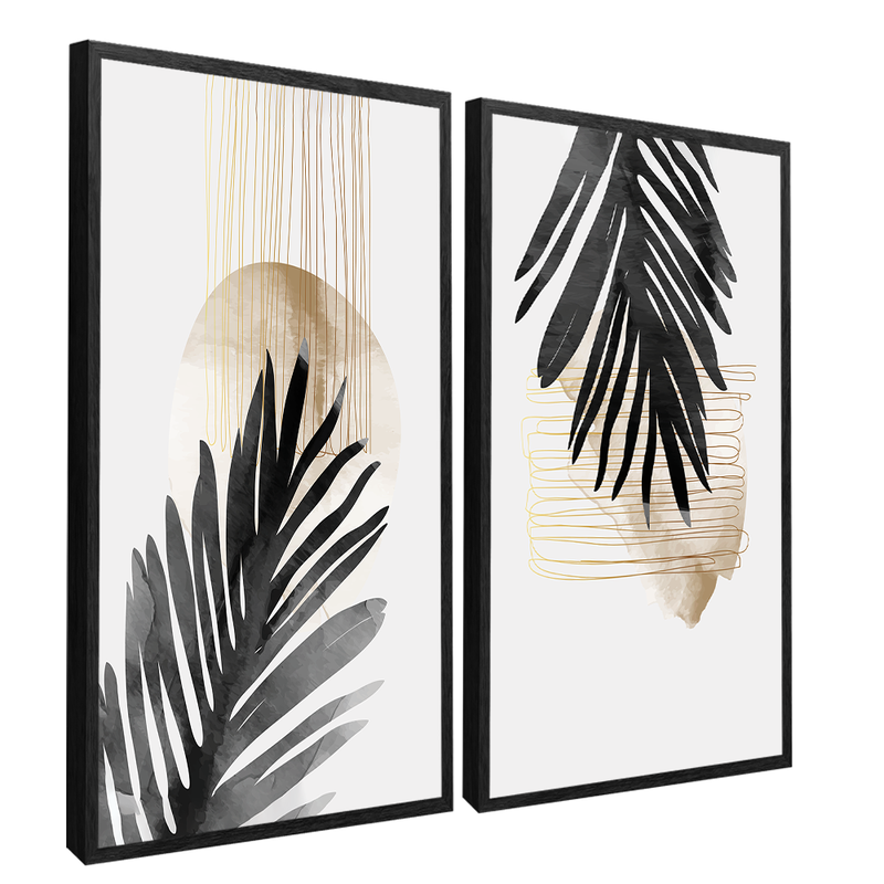 2 Pieces Branches In Lines Canvas V1513