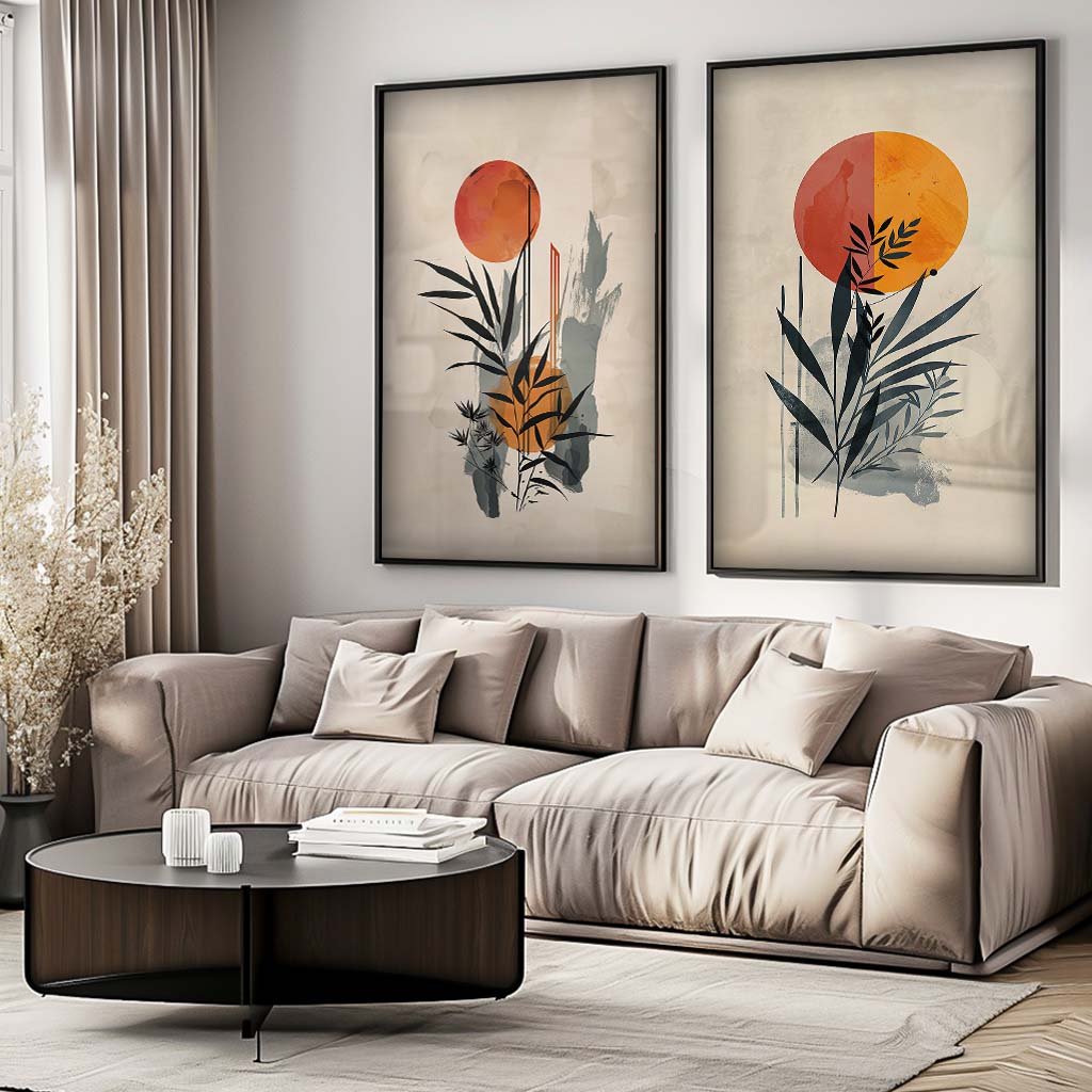 2 Pieces Floral Painting on Canvas