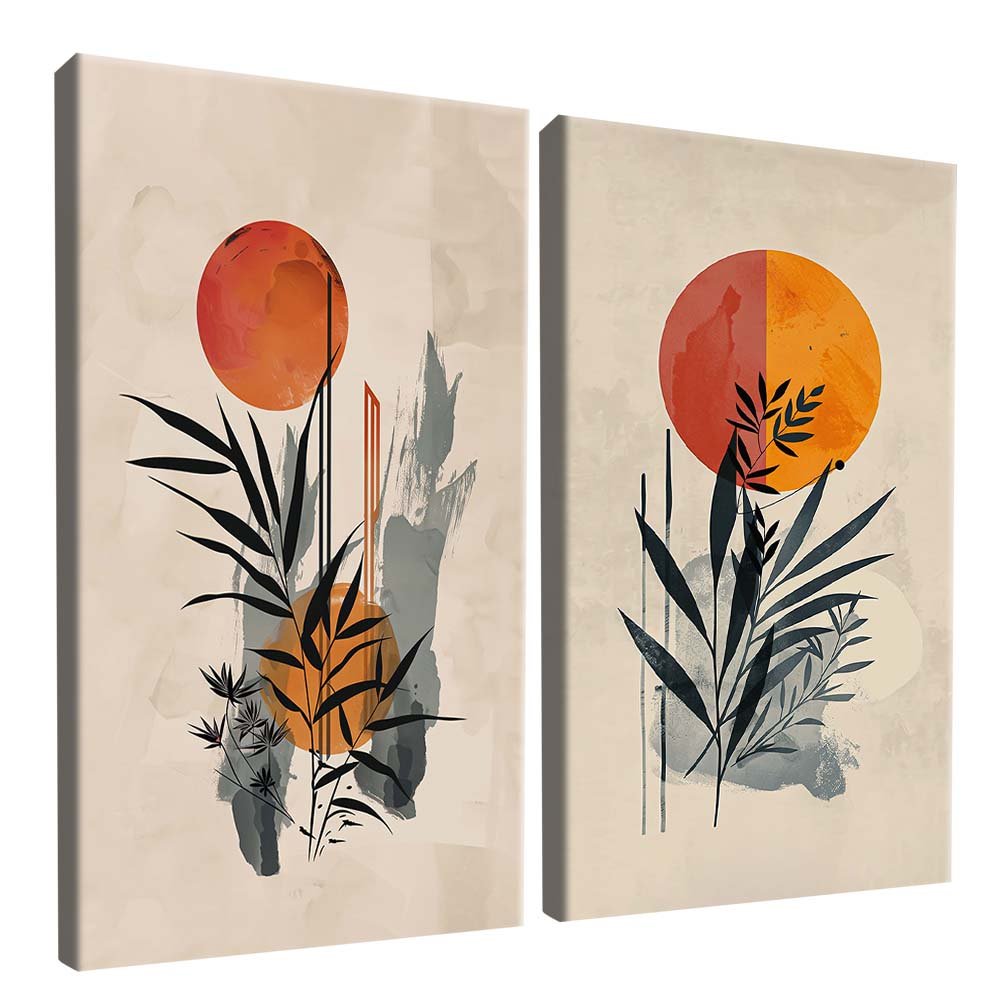 2 Pieces Floral Painting on Canvas