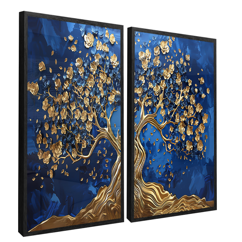 2 Pieces Mystical Golden Tree Canvas V1454