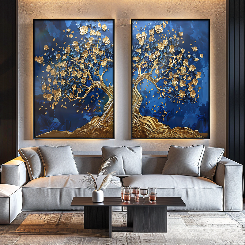 2 Pieces Mystical Golden Tree Canvas V1454