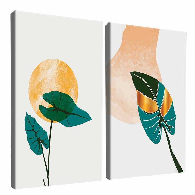 2 Pieces Green Floral Canvas V1613