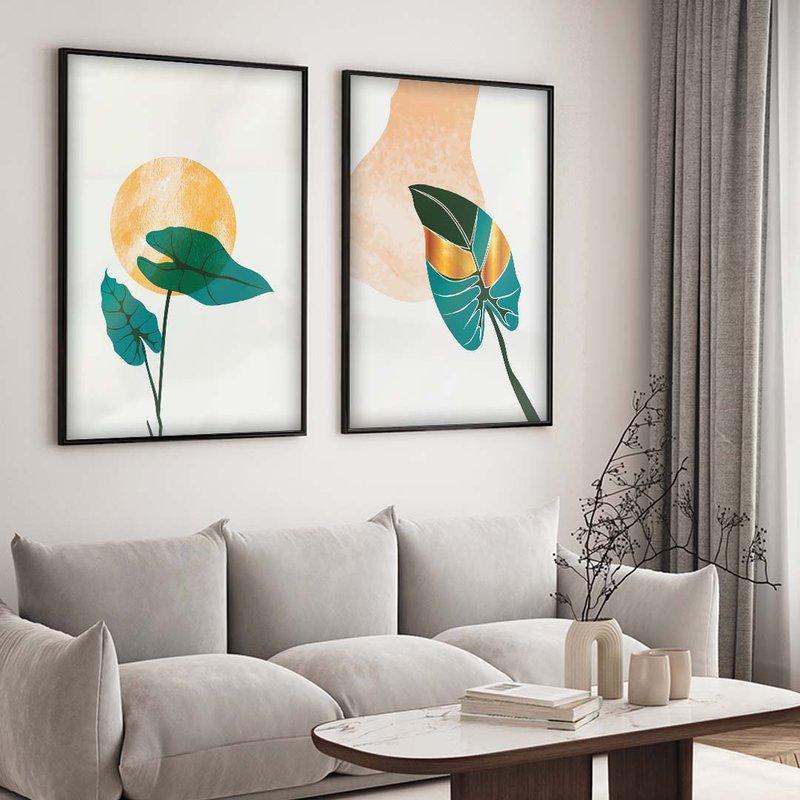 2 Pieces Green Floral Canvas V1613