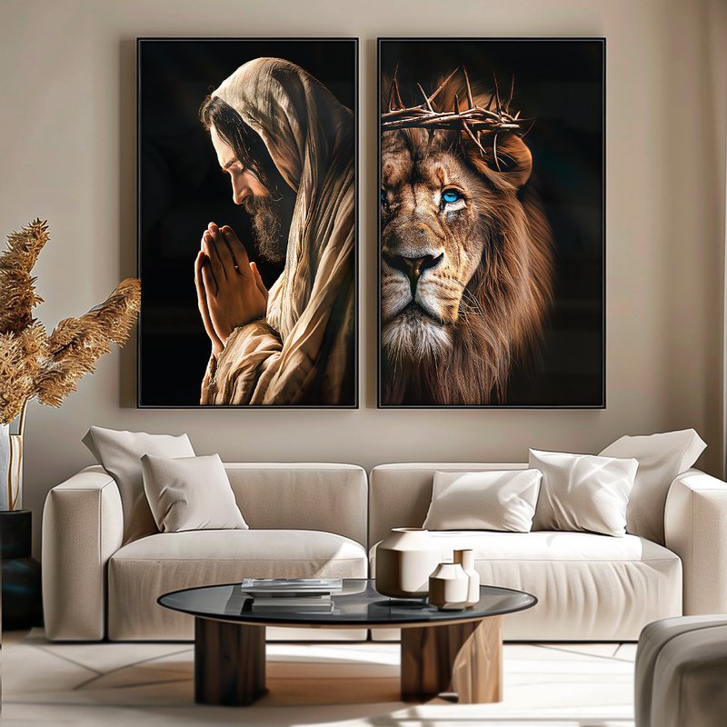 2 Pieces Jesus Is The King Canvas V1474