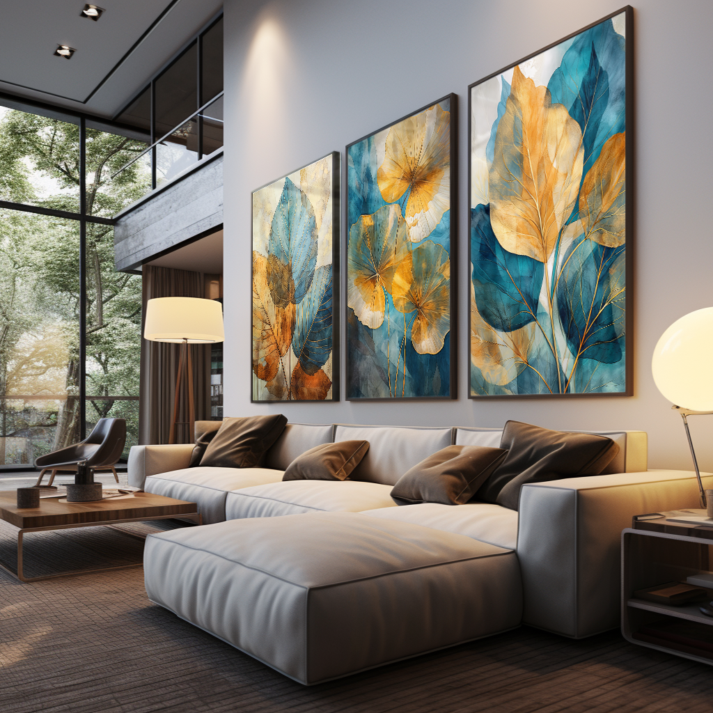 3 Pieces Abstract Flowers Art V312