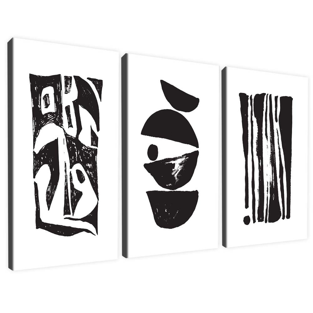 3 pieces - Abstract Symbols in Nanking Canvas