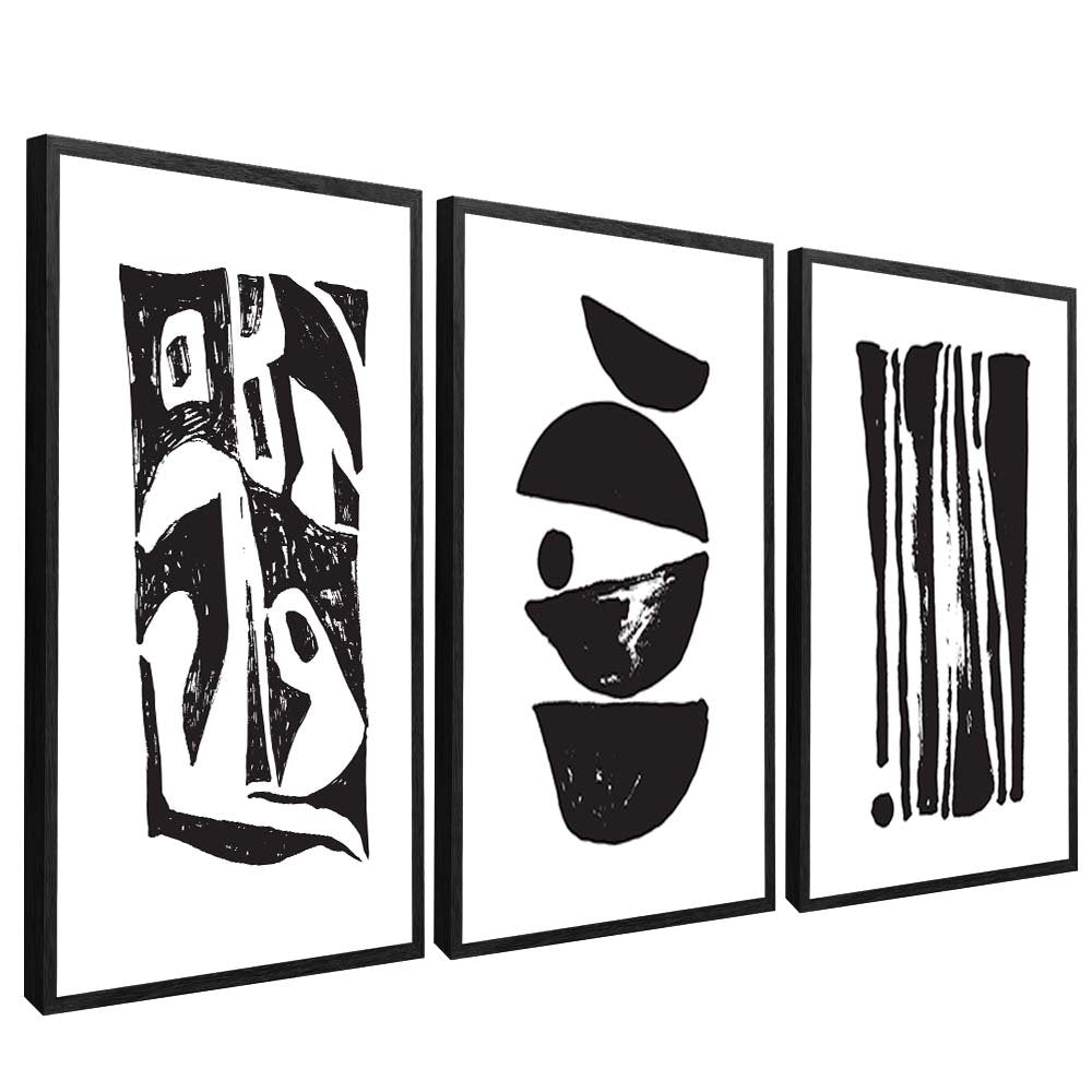 3 pieces - Abstract Symbols in Nanking Canvas