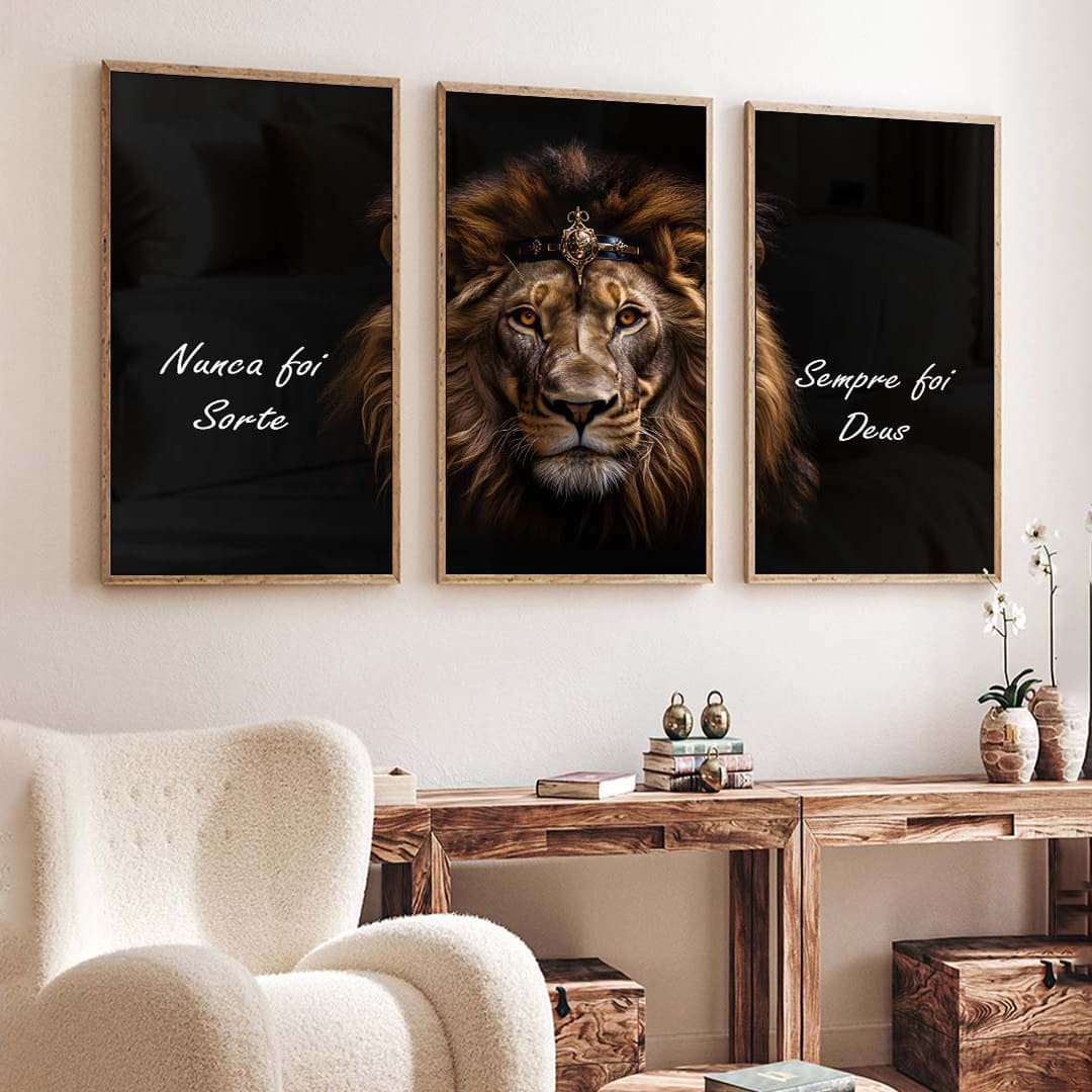 3 pieces - Lion has always been a Colorful God V1651 Canvas