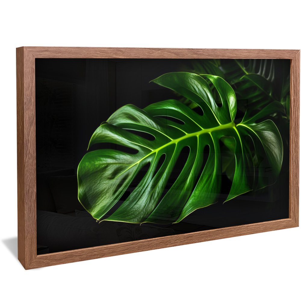 4K Leaf on Black Background Canvas