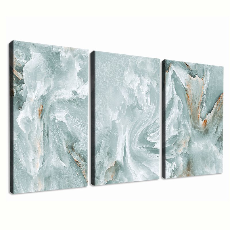 Abstract Blue Marmoreo Blue Kit 3 Screens Canvas