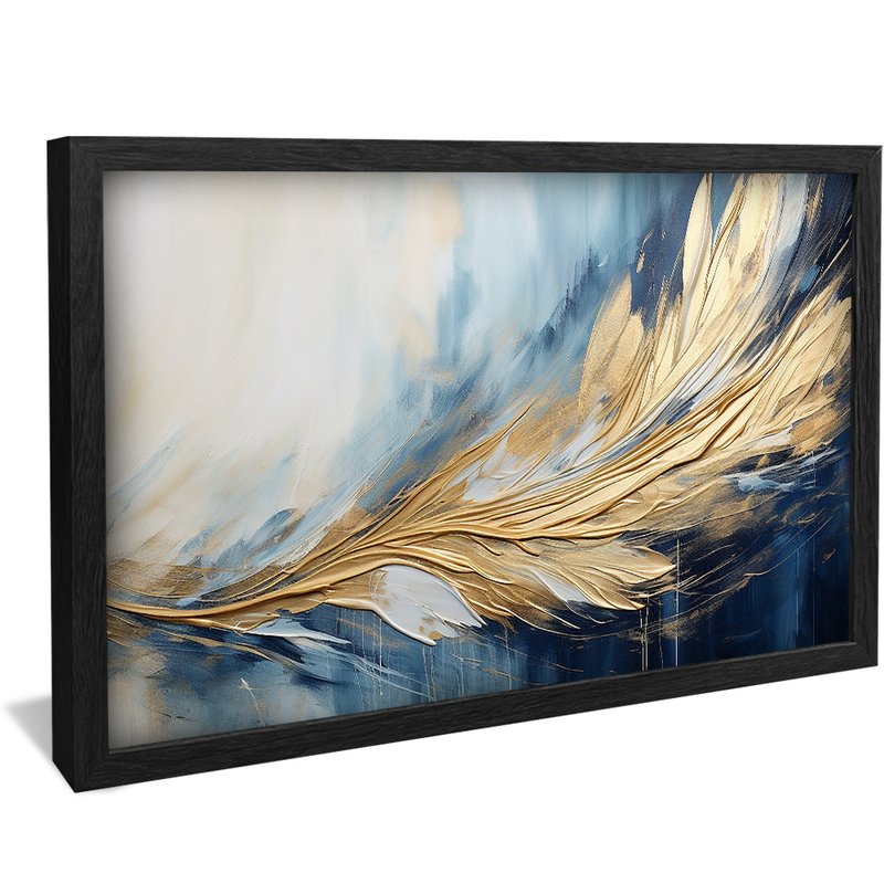 Abstract Blue and Gold Painting V85 Canvas