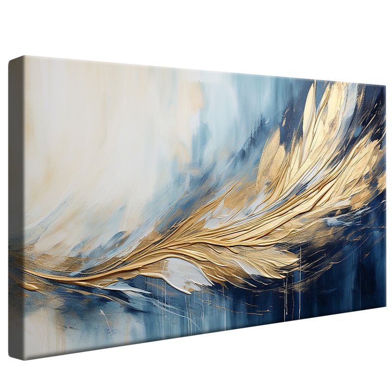 Abstract Blue and Gold Painting V85 Canvas