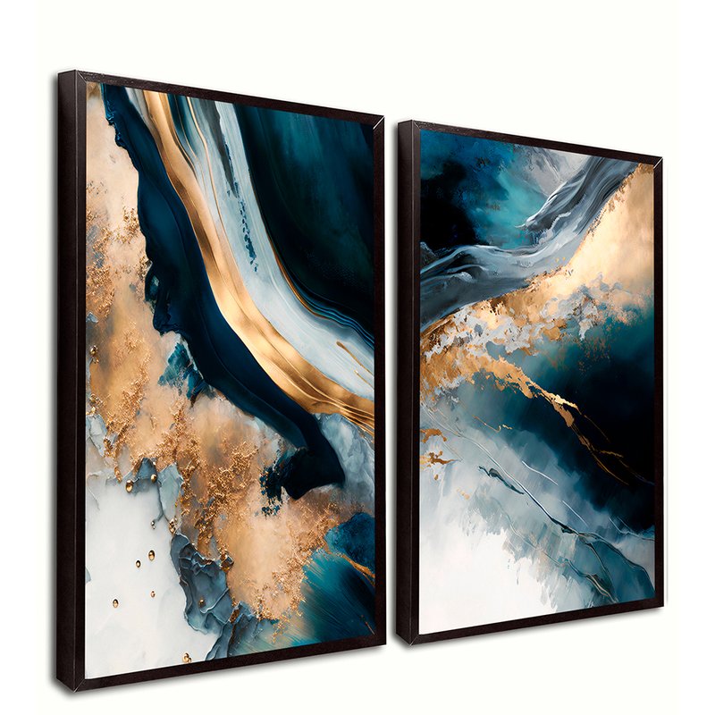 Abstract Luxury Blue Marble with Gold Kit with 2 Tables Canvas