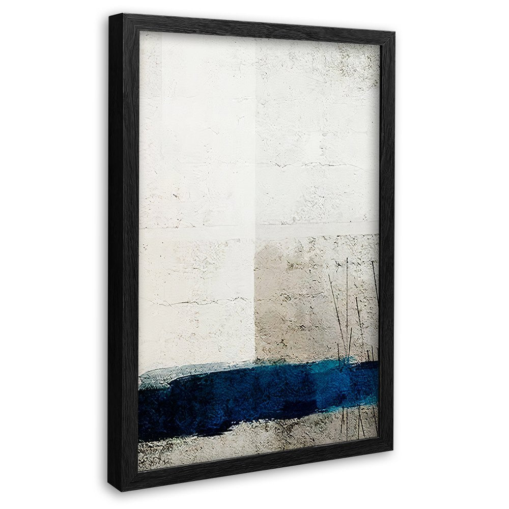 Abstract White Canvas with Blue Stripe