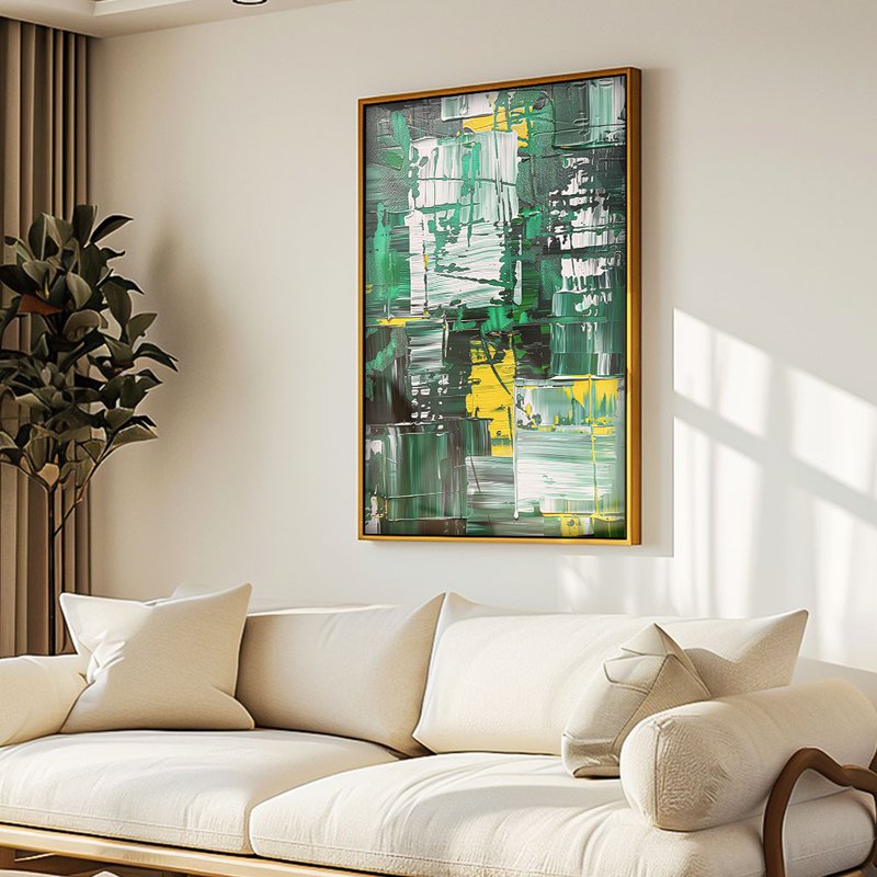 Abstract in Green Brushstrokes V1892 Canvas