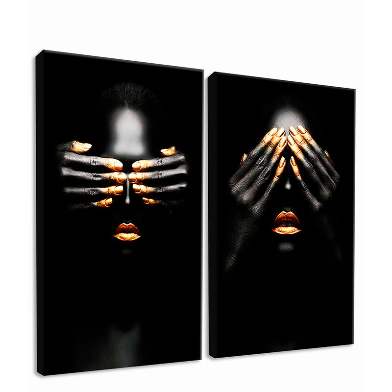 Black Luxury Hands Kit with 2 Frames Canvas