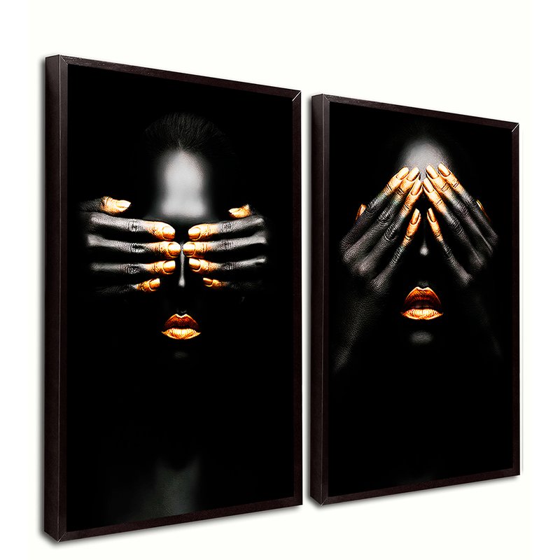 Black Luxury Hands Kit with 2 Frames Canvas