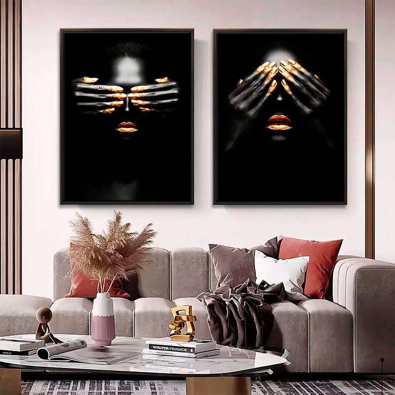 Black Luxury Hands Kit with 2 Frames Canvas