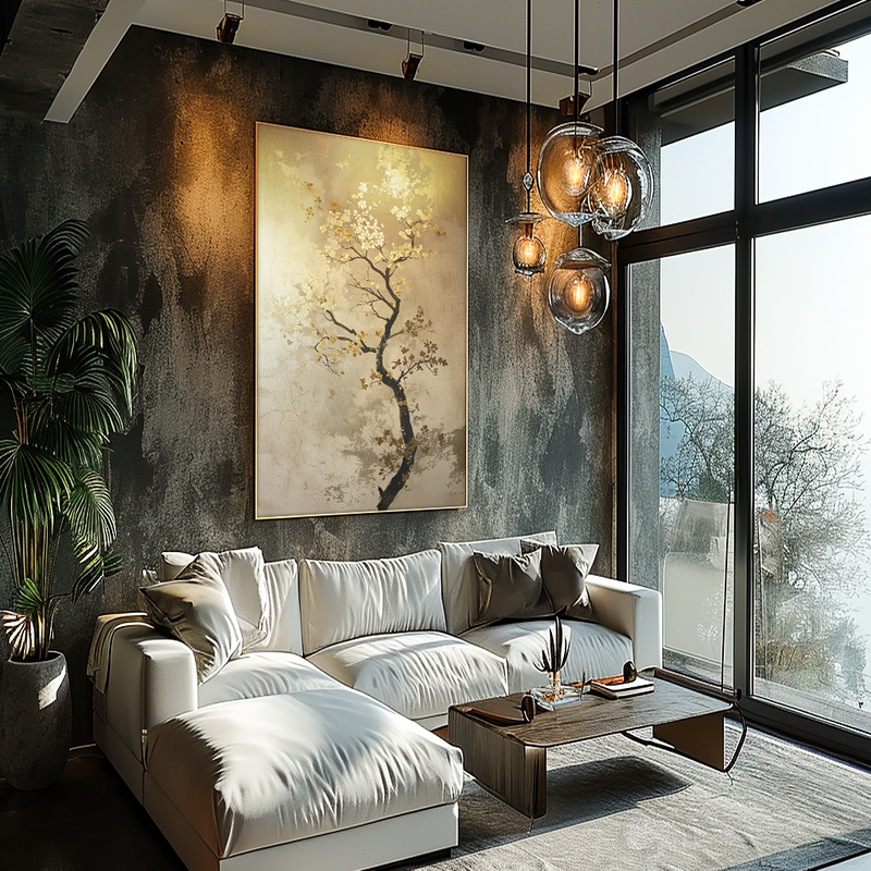 Black Tree and Gold Leaves V1168 Canvas