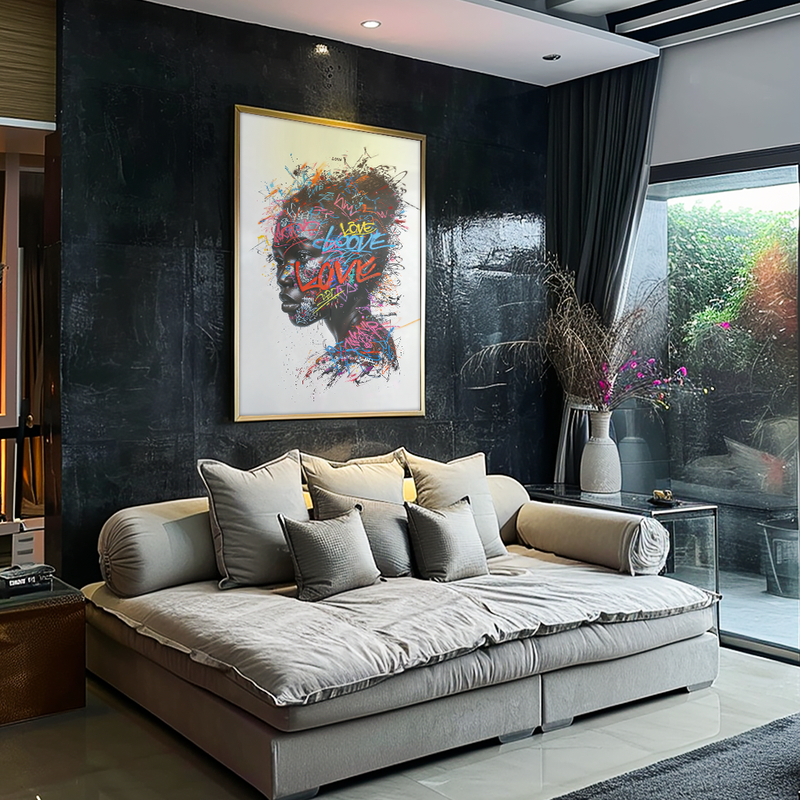 Black Woman in Street Art V1313 Canvas