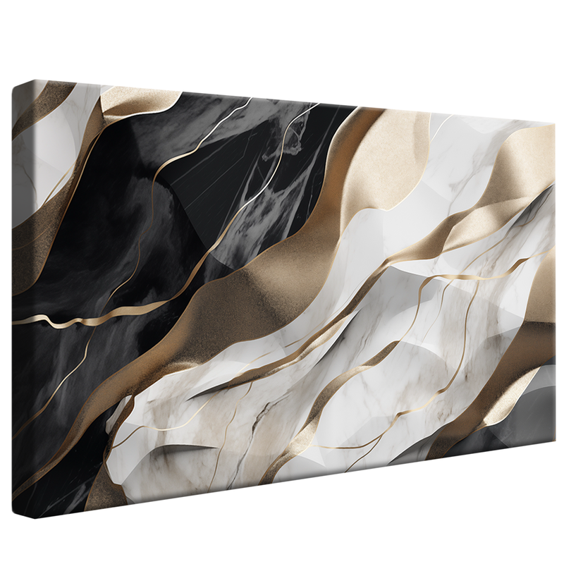 Black and Gold Marble Abstract V979 Canvas